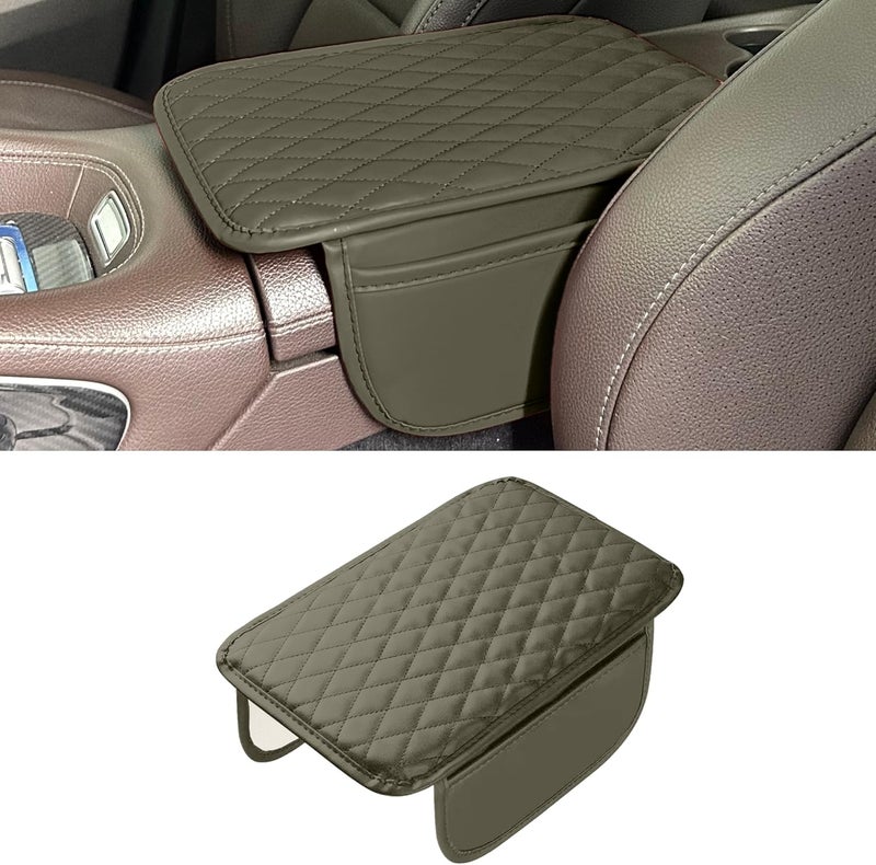 Tioollev Car Armrest Box Cover Diamond Quilted Grade Leather Console Organizer Car with Side Storage Pocket Universal Vehicle Middle Console Cover, Most Vehicle, SUV, Truck. (Light Beige) - Image 1